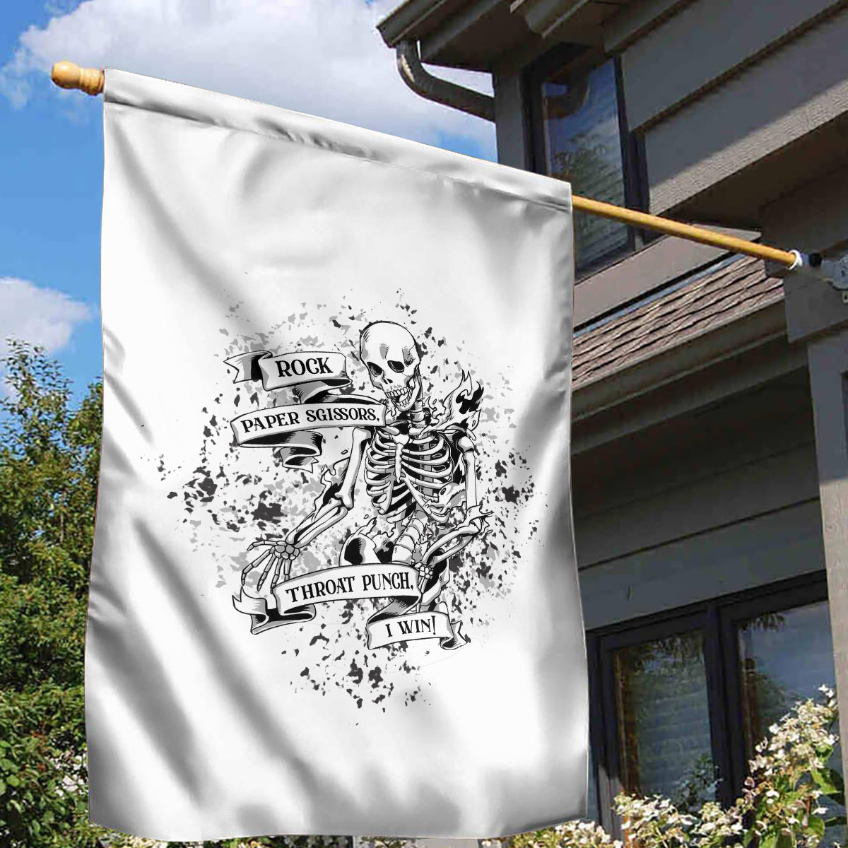 Rock Paper, Sgissors Throat Pungh I Win Garden Flag - Wonder Print Shop