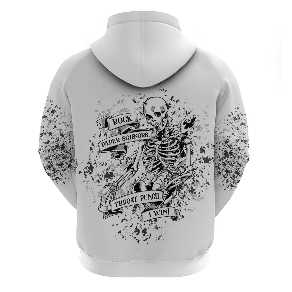 Rock Paper, Sgissors Throat Pungh I Win Hoodie - Wonder Print Shop