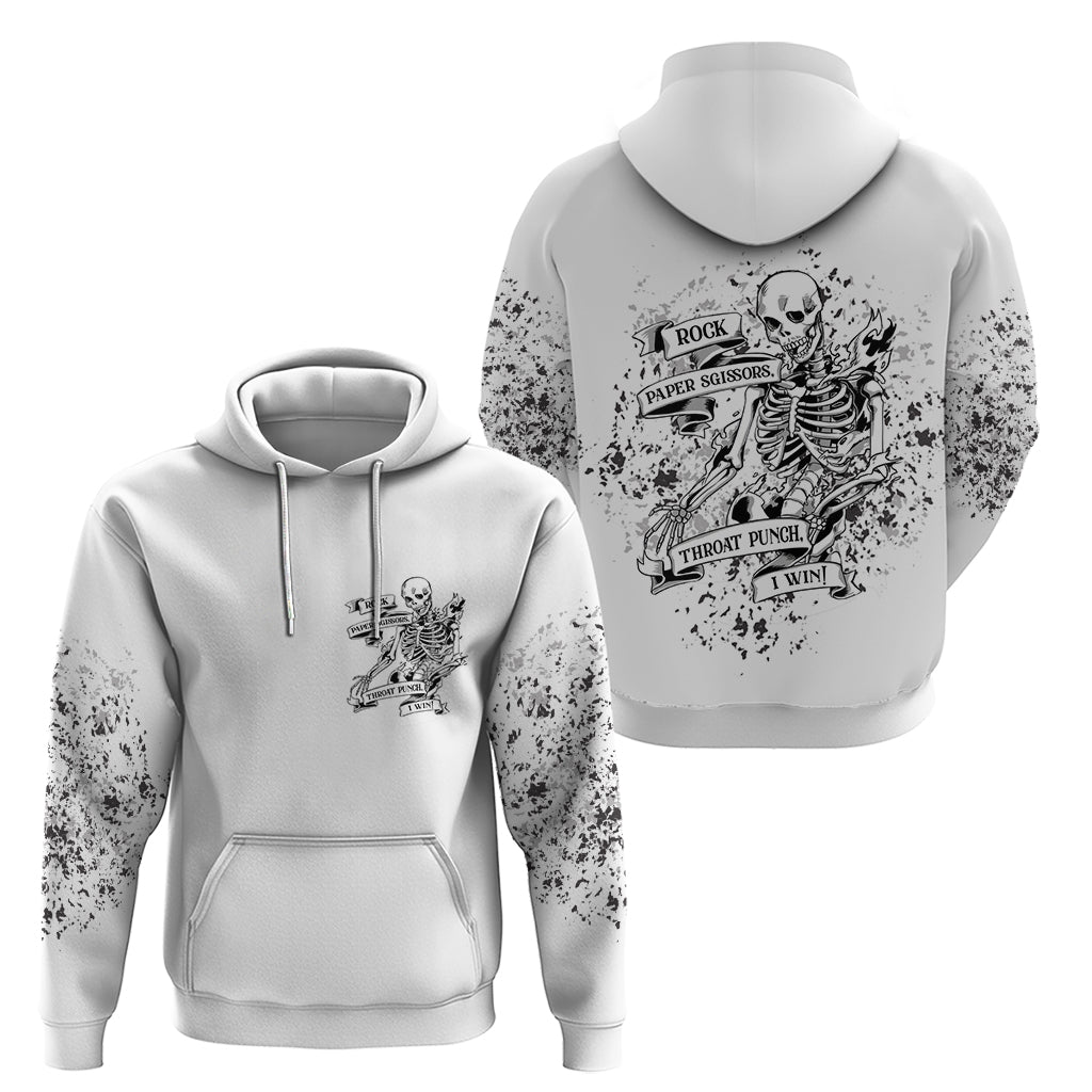 Rock Paper, Sgissors Throat Pungh I Win Hoodie - Wonder Print Shop