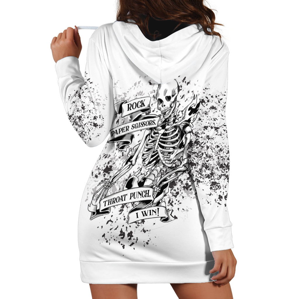 Rock Paper, Sgissors Throat Pungh I Win Hoodie Dress - Wonder Print Shop