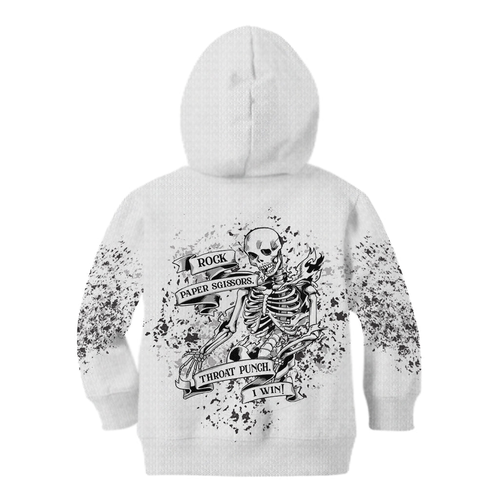 Rock Paper, Sgissors Throat Pungh I Win Kid Hoodie - Wonder Print Shop