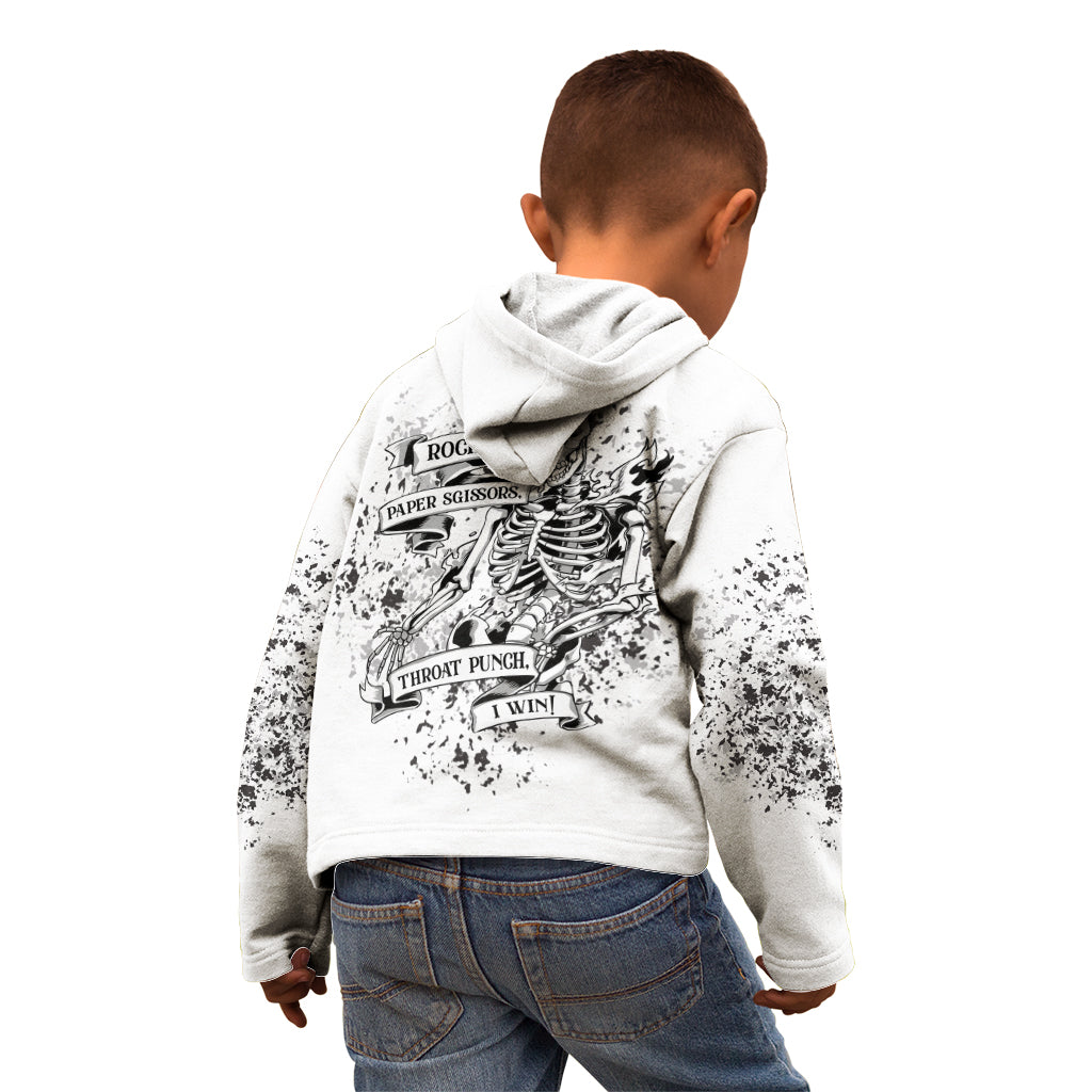 Rock Paper, Sgissors Throat Pungh I Win Kid Hoodie - Wonder Print Shop