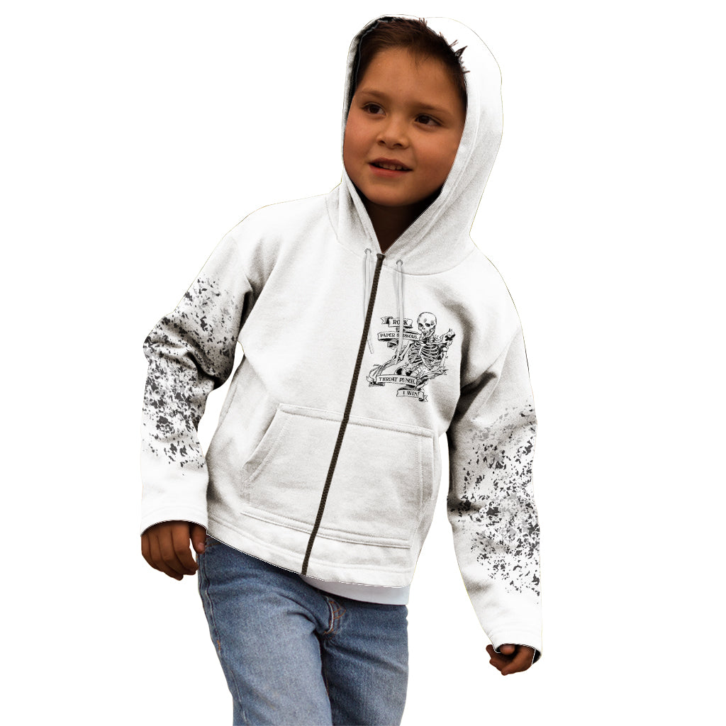 Rock Paper, Sgissors Throat Pungh I Win Kid Hoodie - Wonder Print Shop