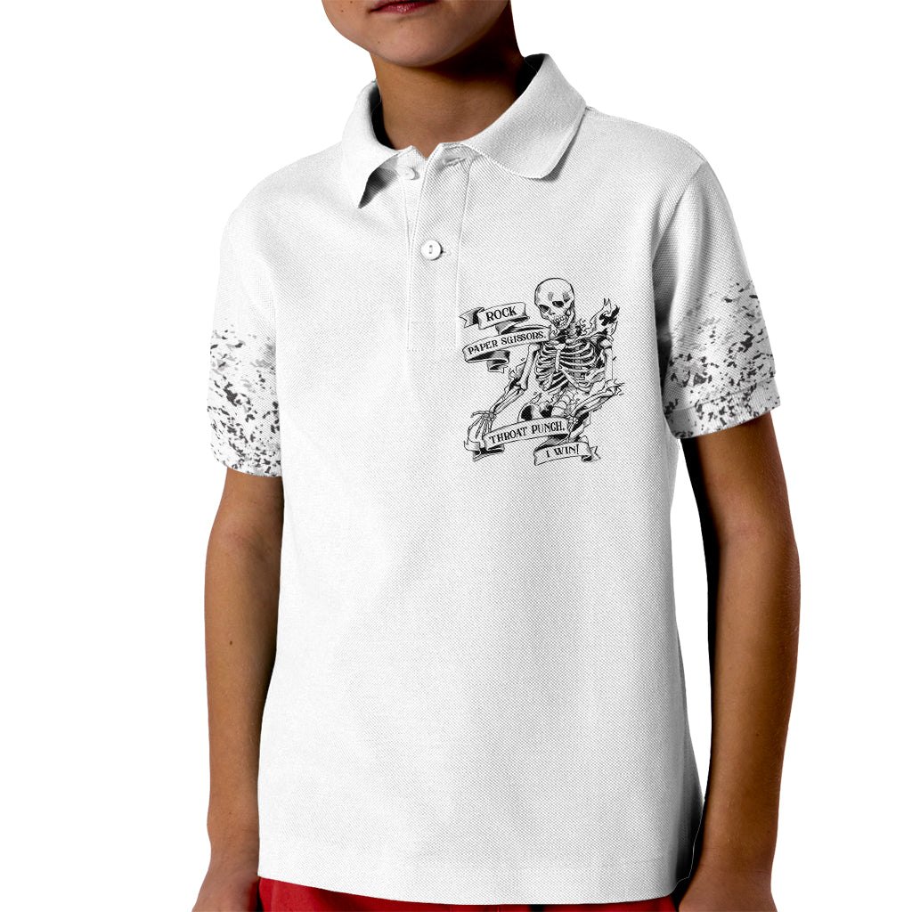 Rock Paper, Sgissors Throat Pungh I Win Kid Polo Shirt - Wonder Print Shop