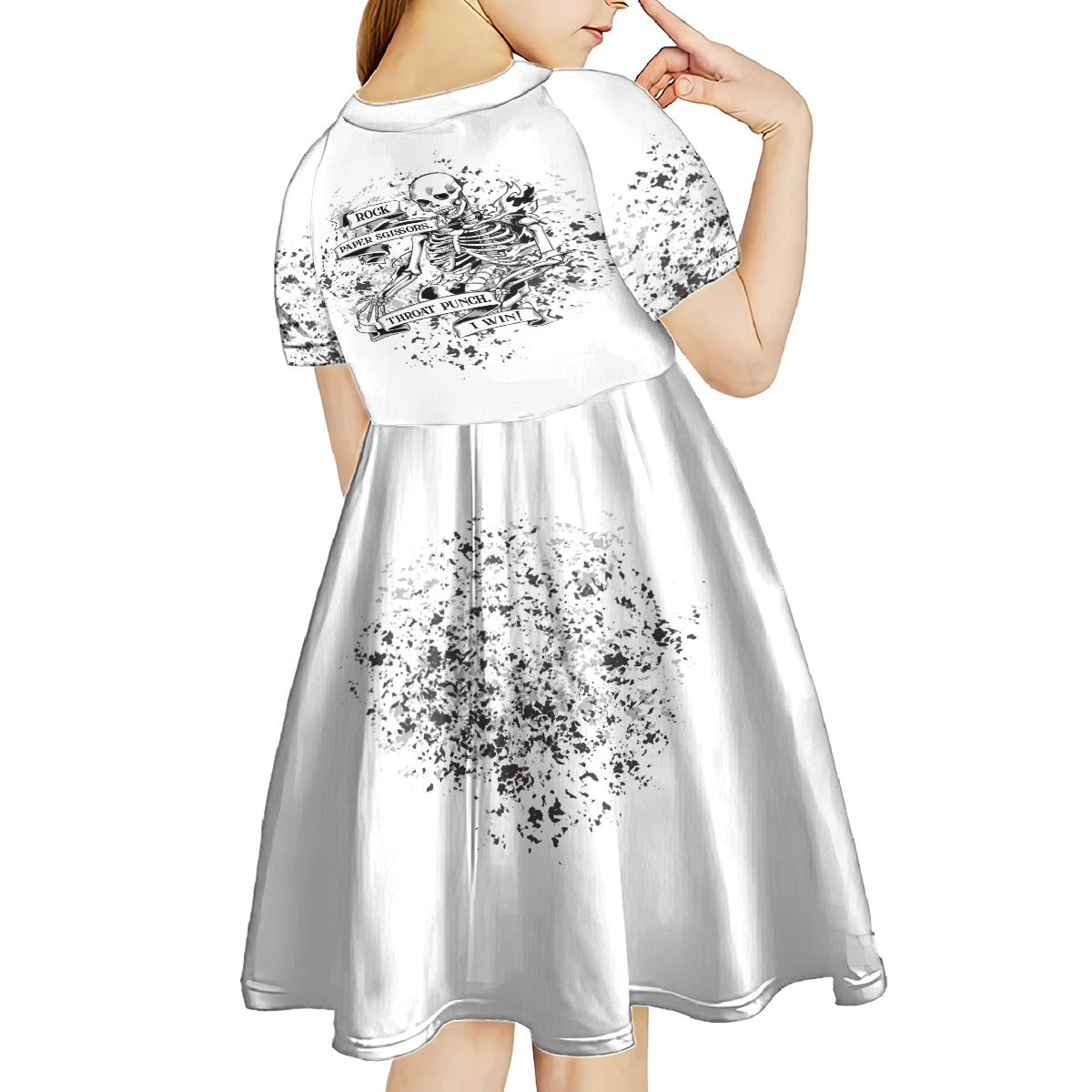 Rock Paper, Sgissors Throat Pungh I Win Kid Short Sleeve Dress - Wonder Print Shop