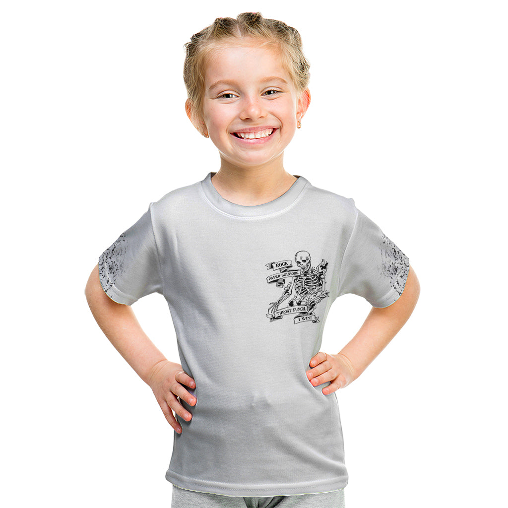 Rock Paper, Sgissors Throat Pungh I Win Kid T Shirt - Wonder Print Shop