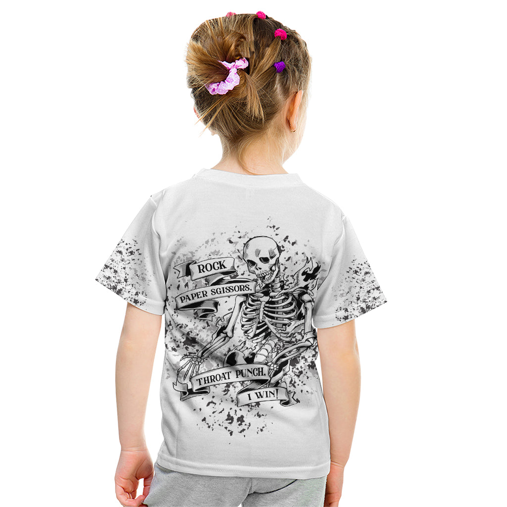 Rock Paper, Sgissors Throat Pungh I Win Kid T Shirt - Wonder Print Shop