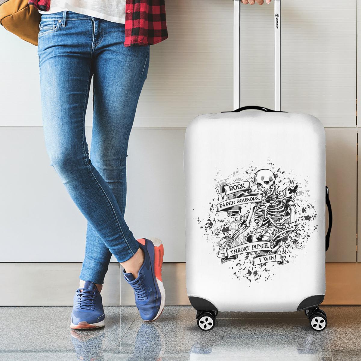 Rock Paper, Sgissors Throat Pungh I Win Luggage Cover - Wonder Print Shop