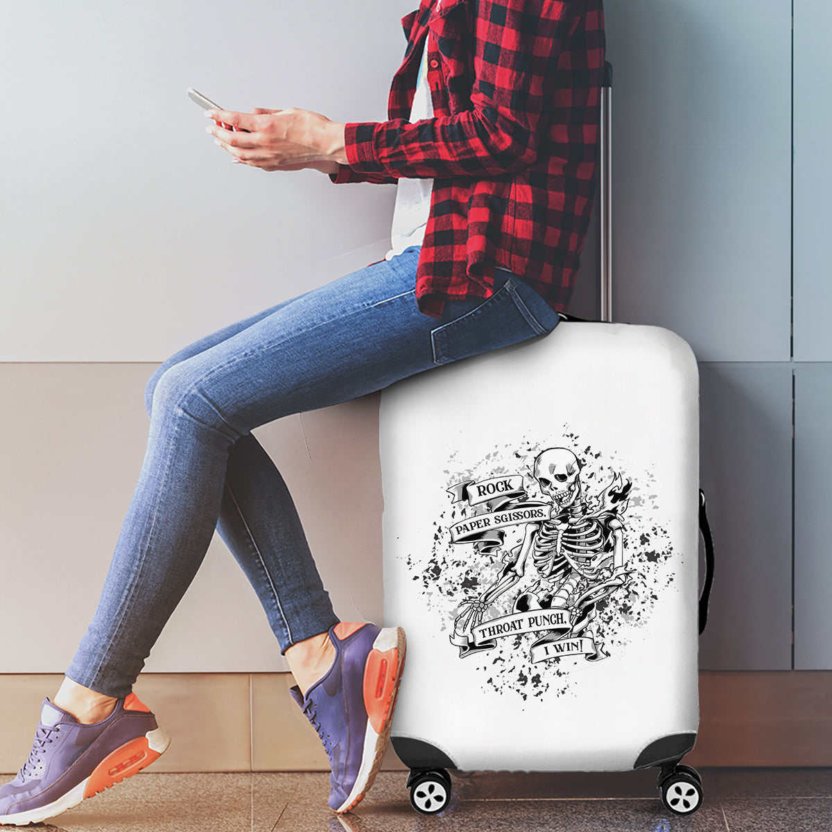 Rock Paper, Sgissors Throat Pungh I Win Luggage Cover - Wonder Print Shop