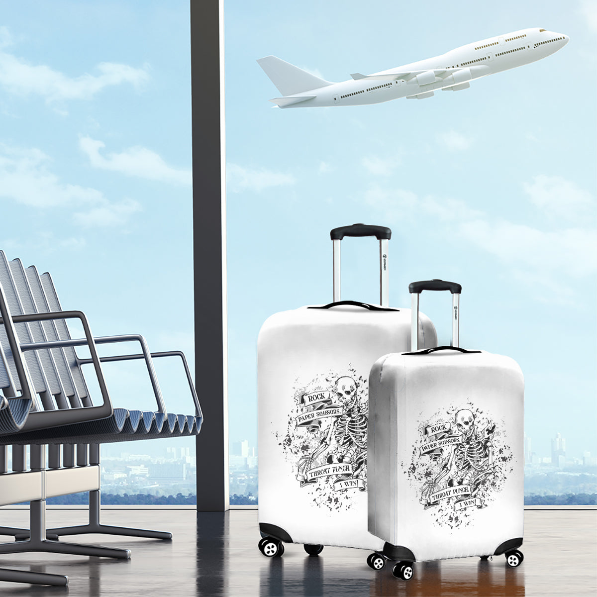 Rock Paper, Sgissors Throat Pungh I Win Luggage Cover - Wonder Print Shop