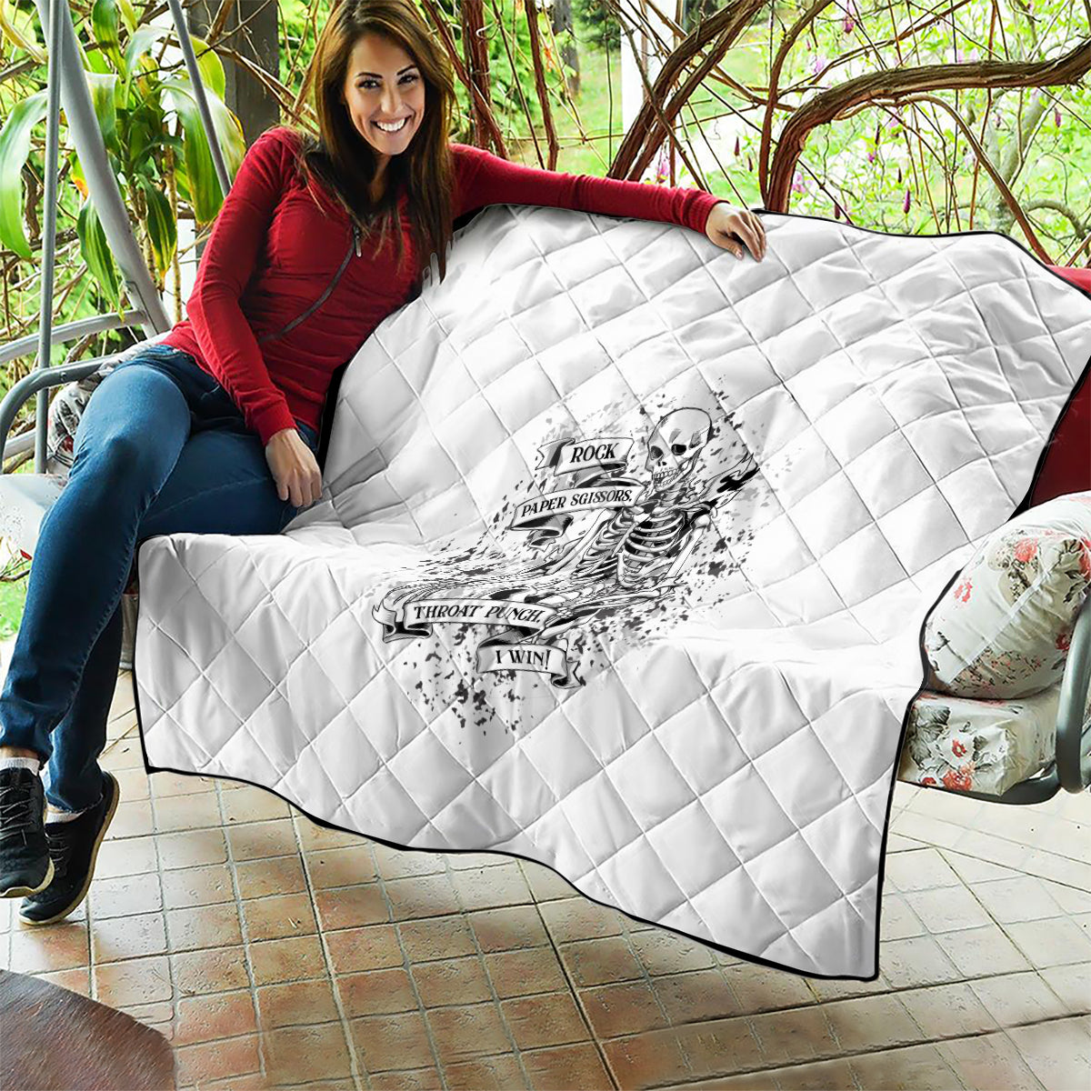 Rock Paper, Sgissors Throat Pungh I Win Quilt - Wonder Print Shop