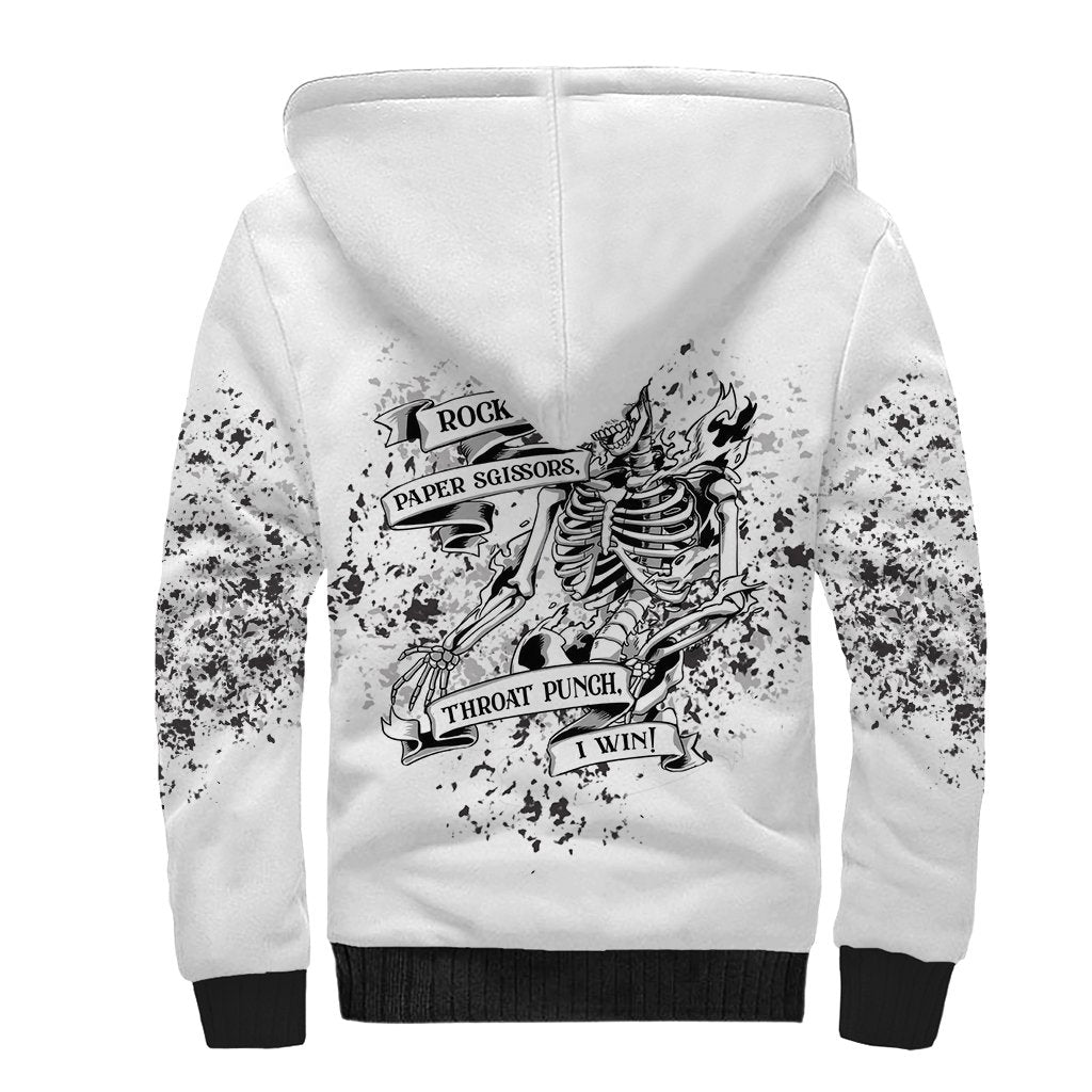 Rock Paper, Sgissors Throat Pungh I Win Sherpa Hoodie - Wonder Print Shop