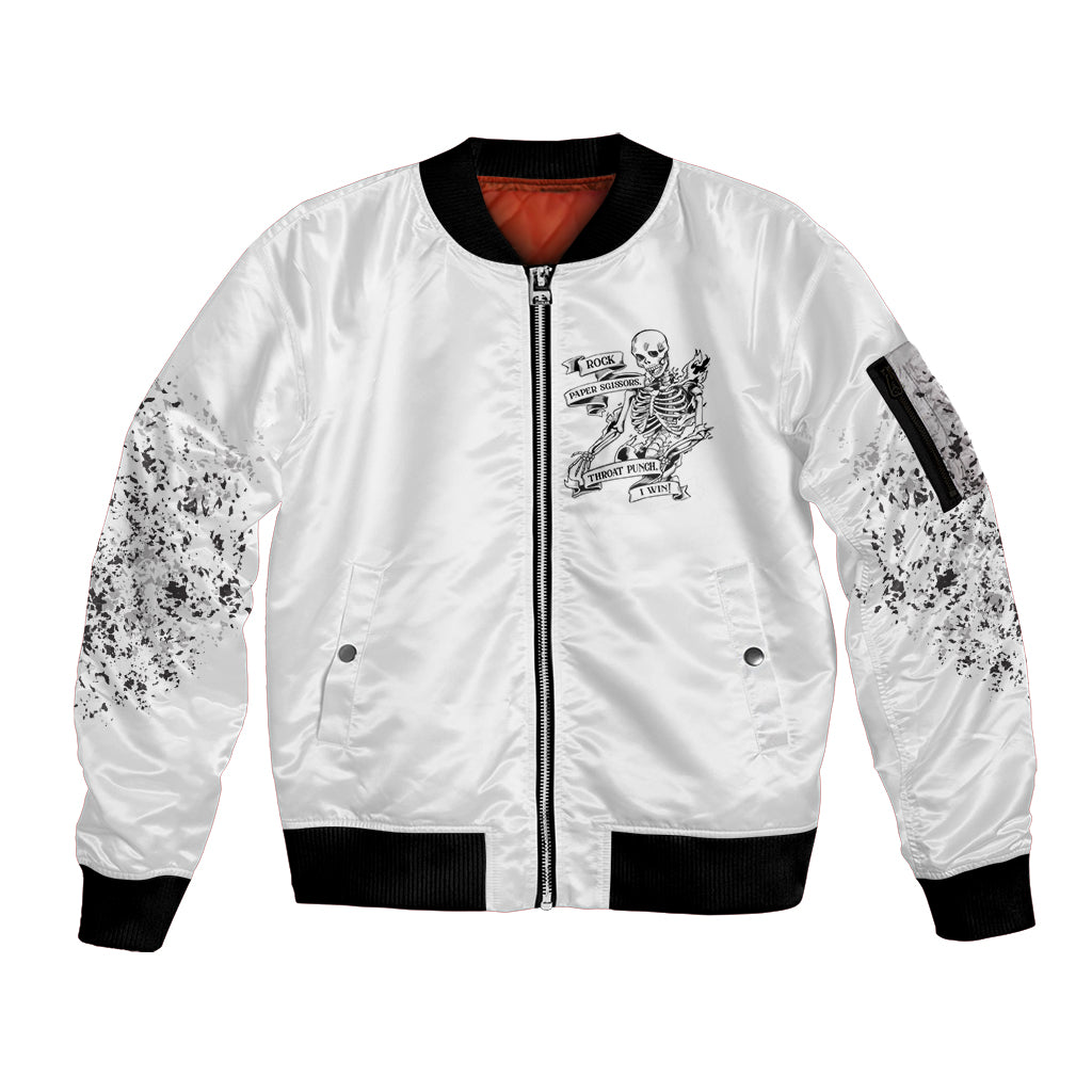 Rock Paper, Sgissors Throat Pungh I Win Sleeve Zip Bomber Jacket - Wonder Print Shop