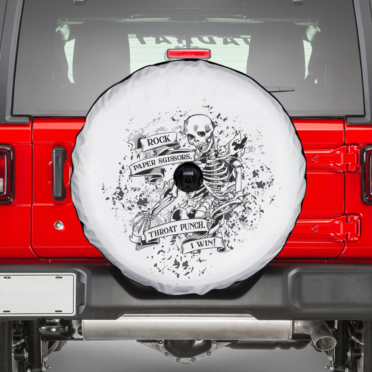 Rock Paper, Sgissors Throat Pungh I Win Spare Tire Cover - Wonder Print Shop