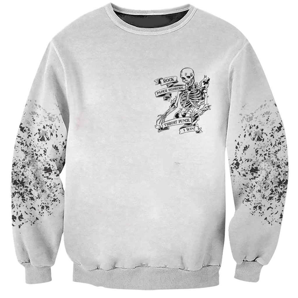 Rock Paper, Sgissors Throat Pungh I Win Sweatshirt - Wonder Print Shop