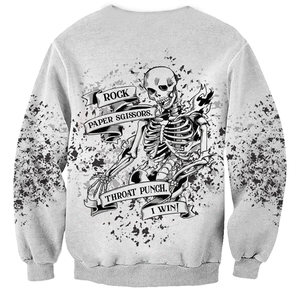 Rock Paper, Sgissors Throat Pungh I Win Sweatshirt - Wonder Print Shop