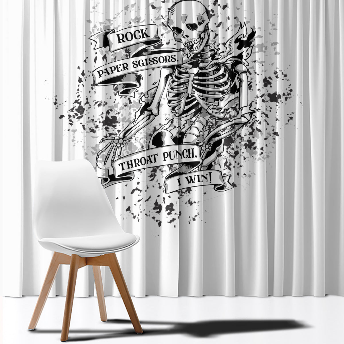 Rock Paper, Sgissors Throat Pungh I Win Window Curtain - Wonder Print Shop