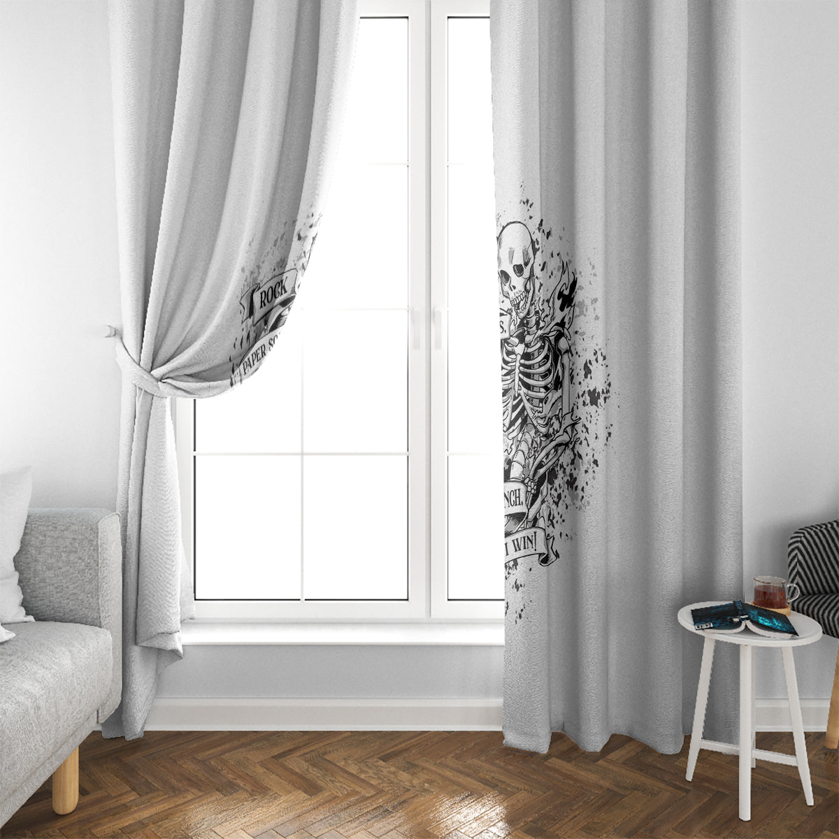 Rock Paper, Sgissors Throat Pungh I Win Window Curtain - Wonder Print Shop