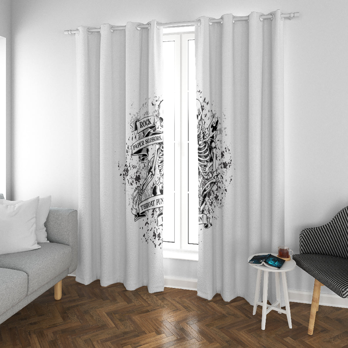 Rock Paper, Sgissors Throat Pungh I Win Window Curtain - Wonder Print Shop