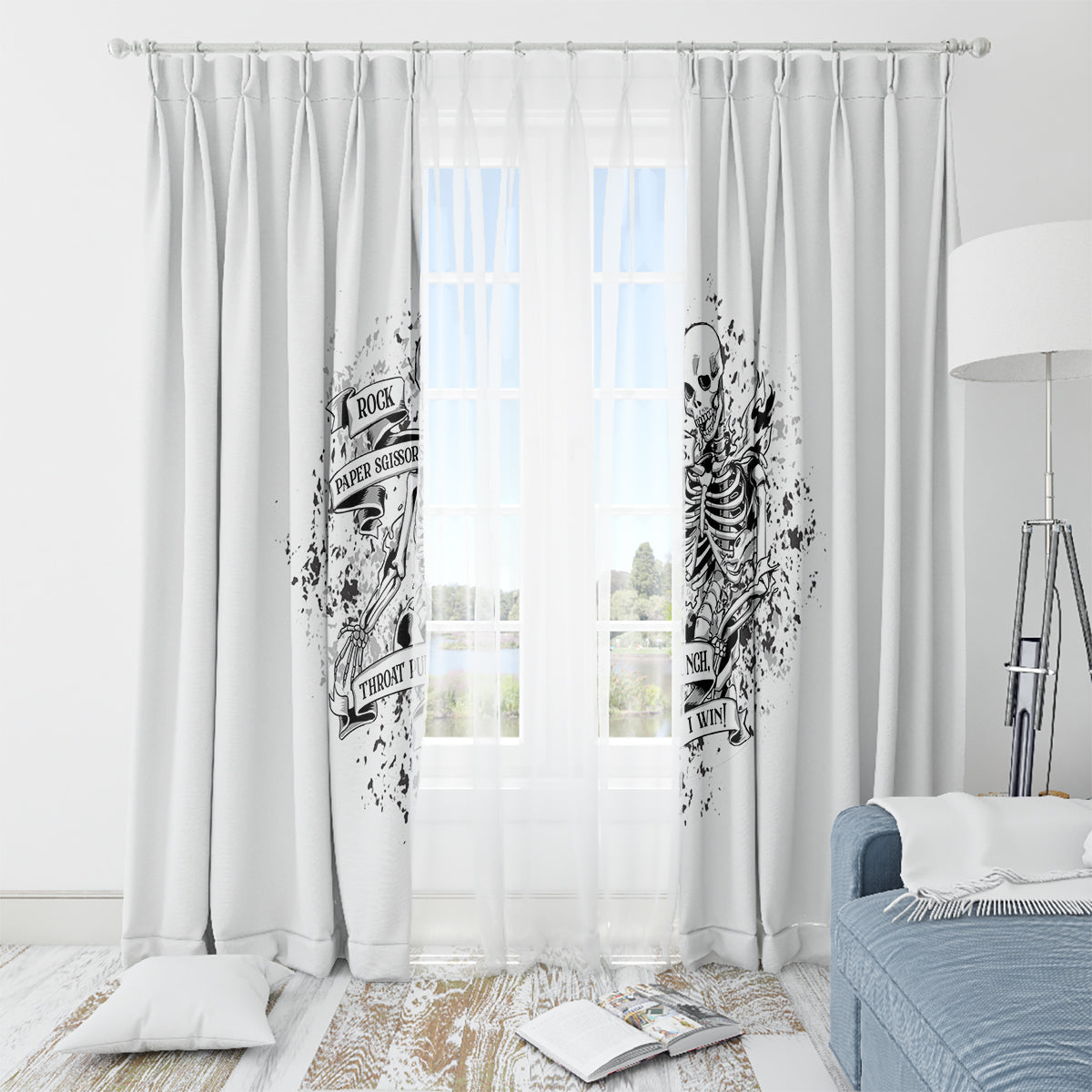 Rock Paper, Sgissors Throat Pungh I Win Window Curtain - Wonder Print Shop
