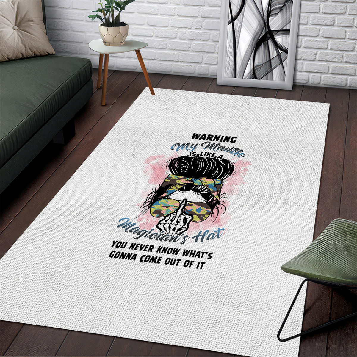 Warning My Mouth Messy Bun Area Rug - Wonder Print Shop