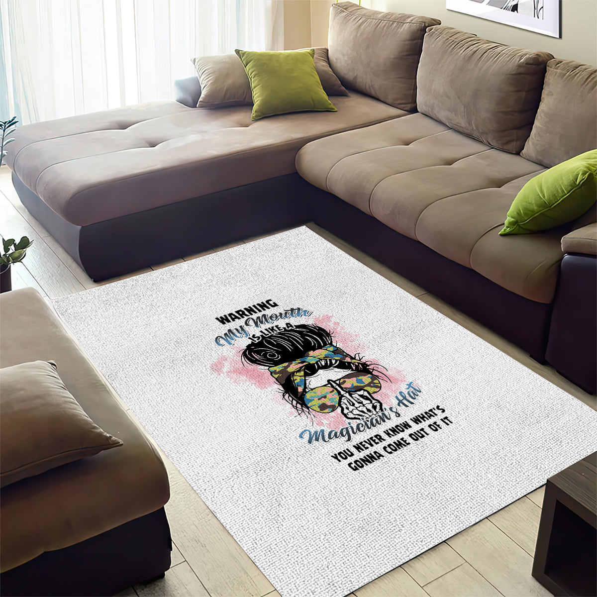 Warning My Mouth Messy Bun Area Rug - Wonder Print Shop