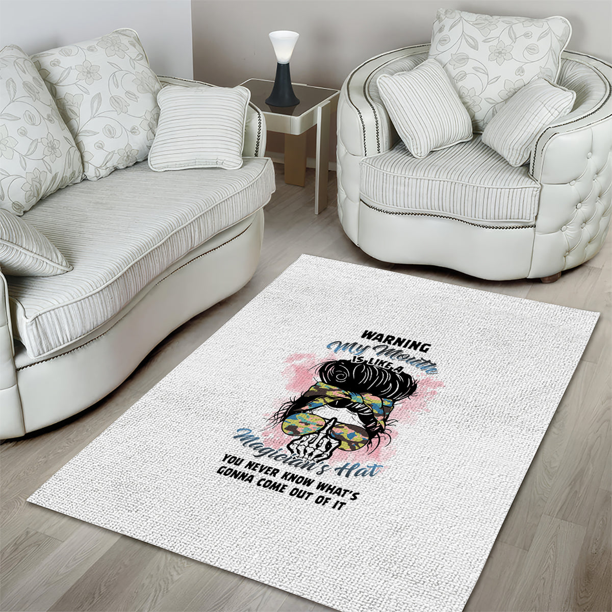 Warning My Mouth Messy Bun Area Rug - Wonder Print Shop