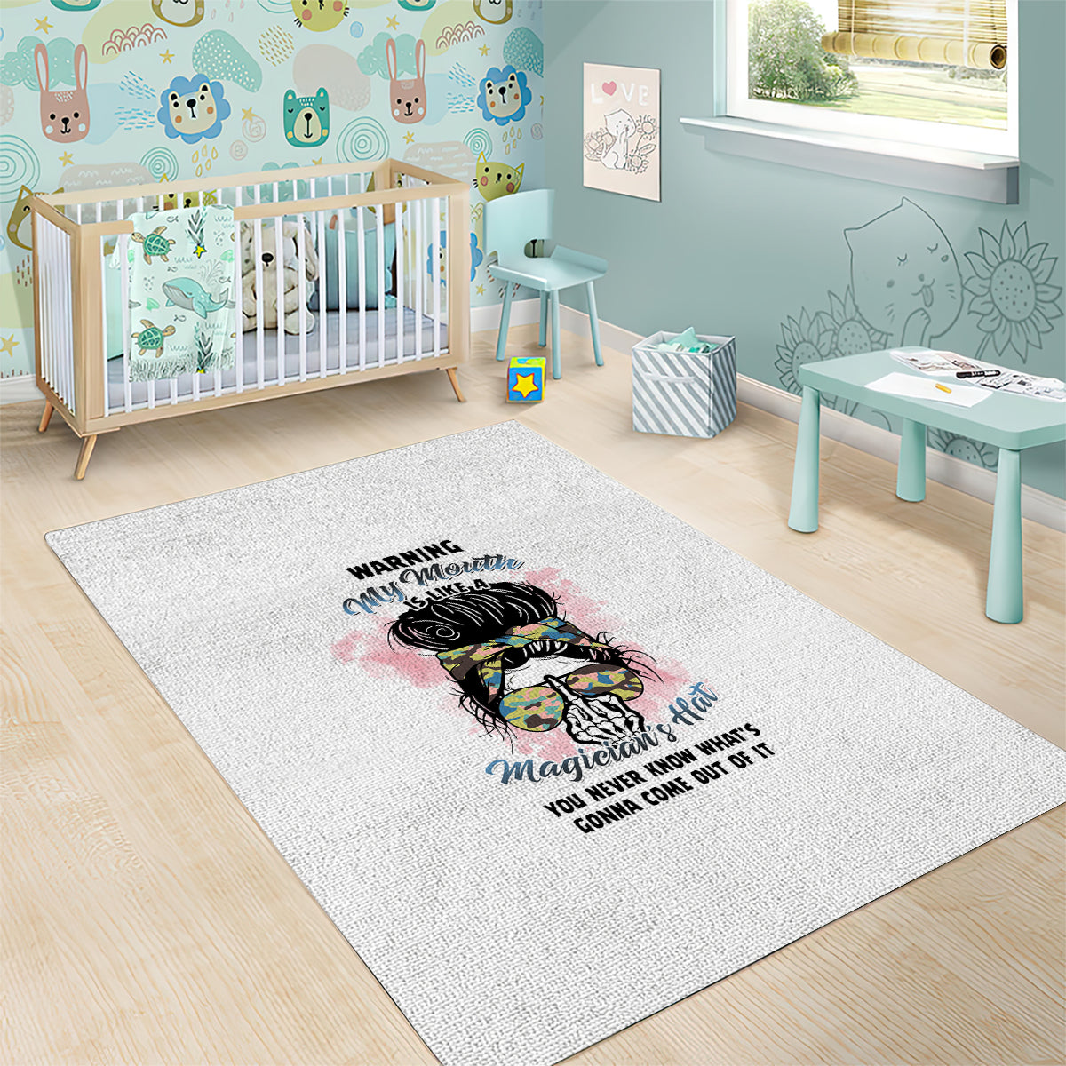 Warning My Mouth Messy Bun Area Rug - Wonder Print Shop