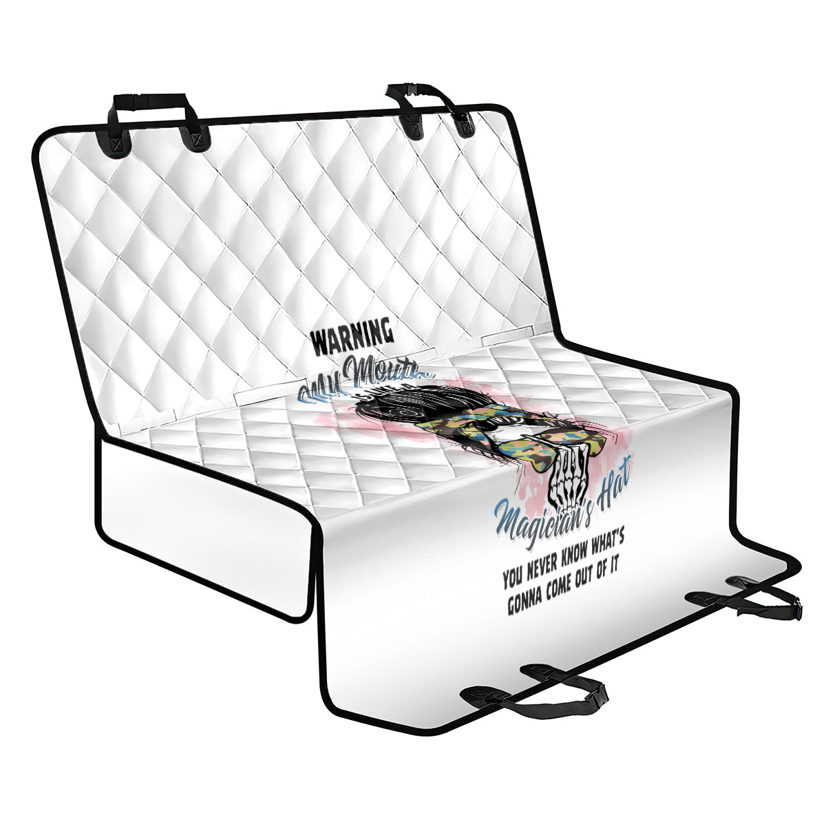 Warning My Mouth Messy Bun Back Car Seat Cover - Wonder Print Shop