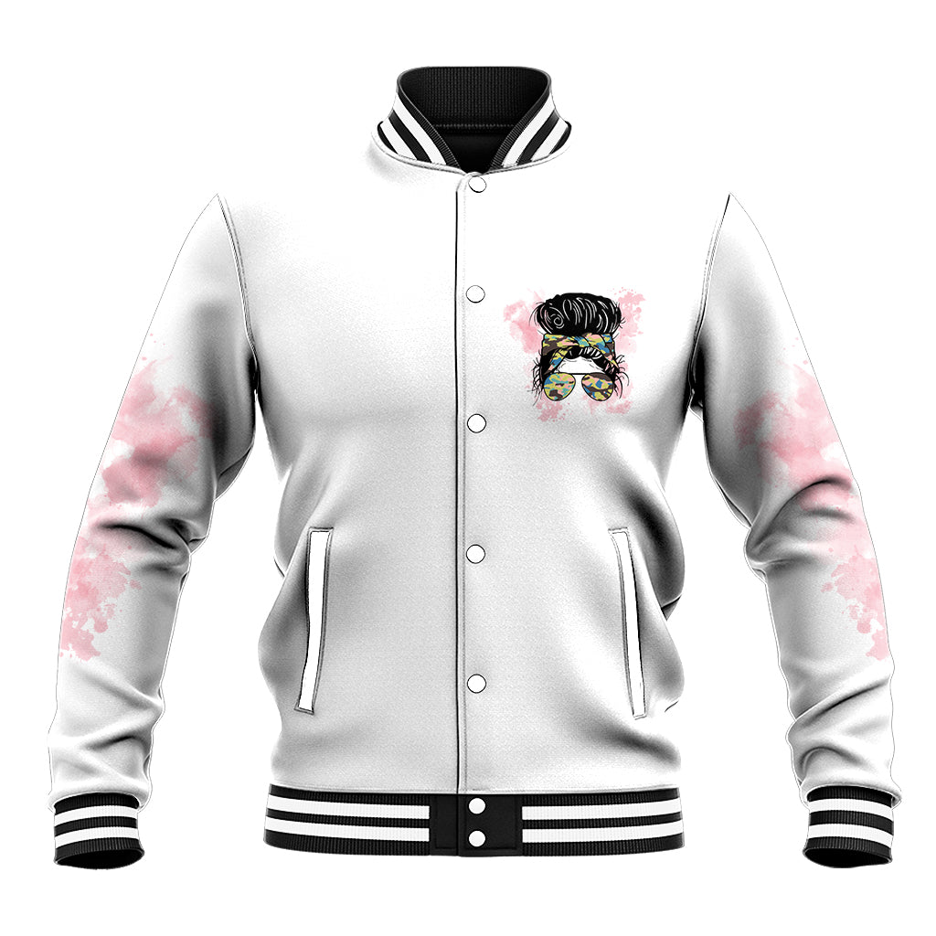Warning My Mouth Messy Bun Baseball Jacket - Wonder Print Shop