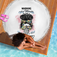 Warning My Mouth Messy Bun Beach Blanket - Wonder Print Shop