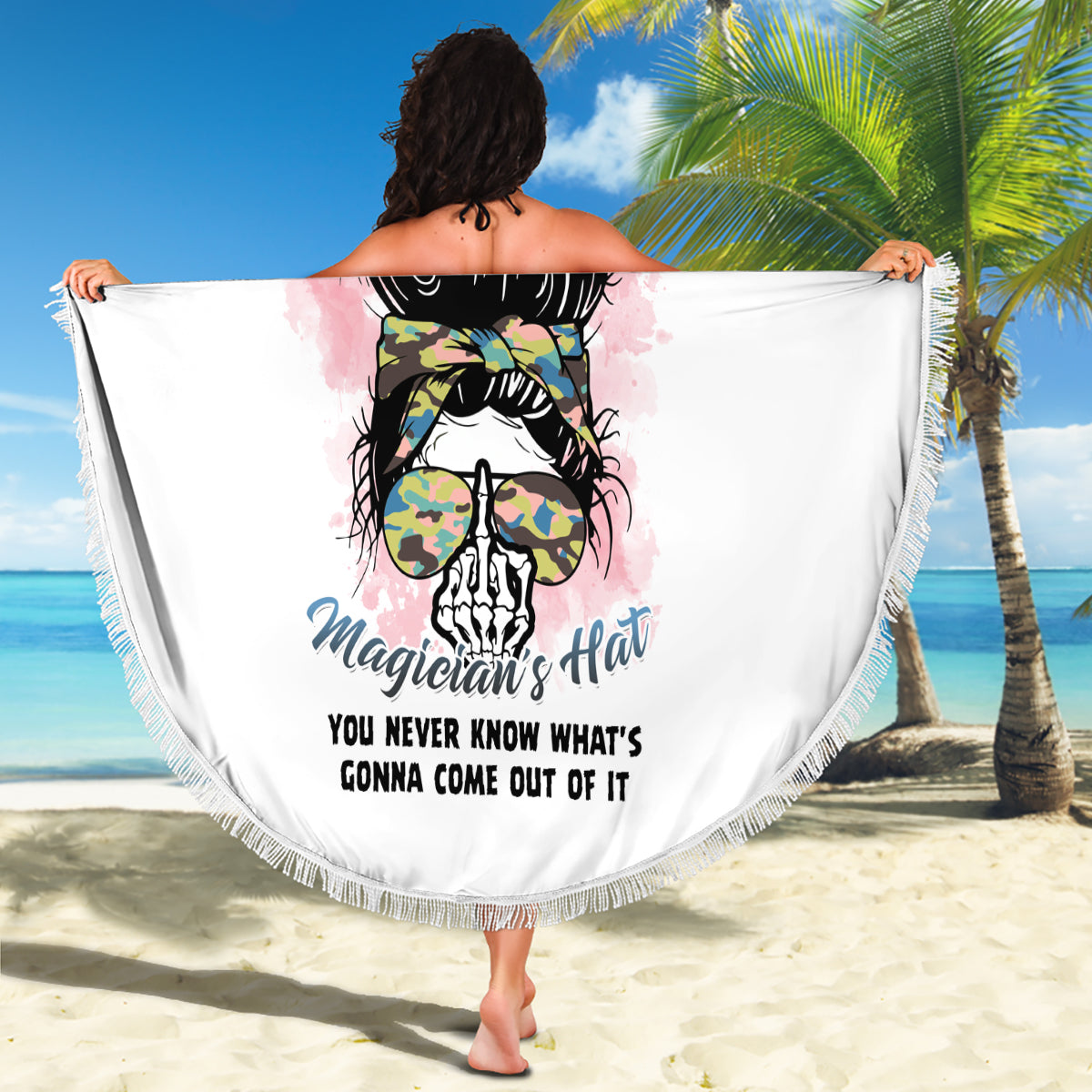 Warning My Mouth Messy Bun Beach Blanket - Wonder Print Shop