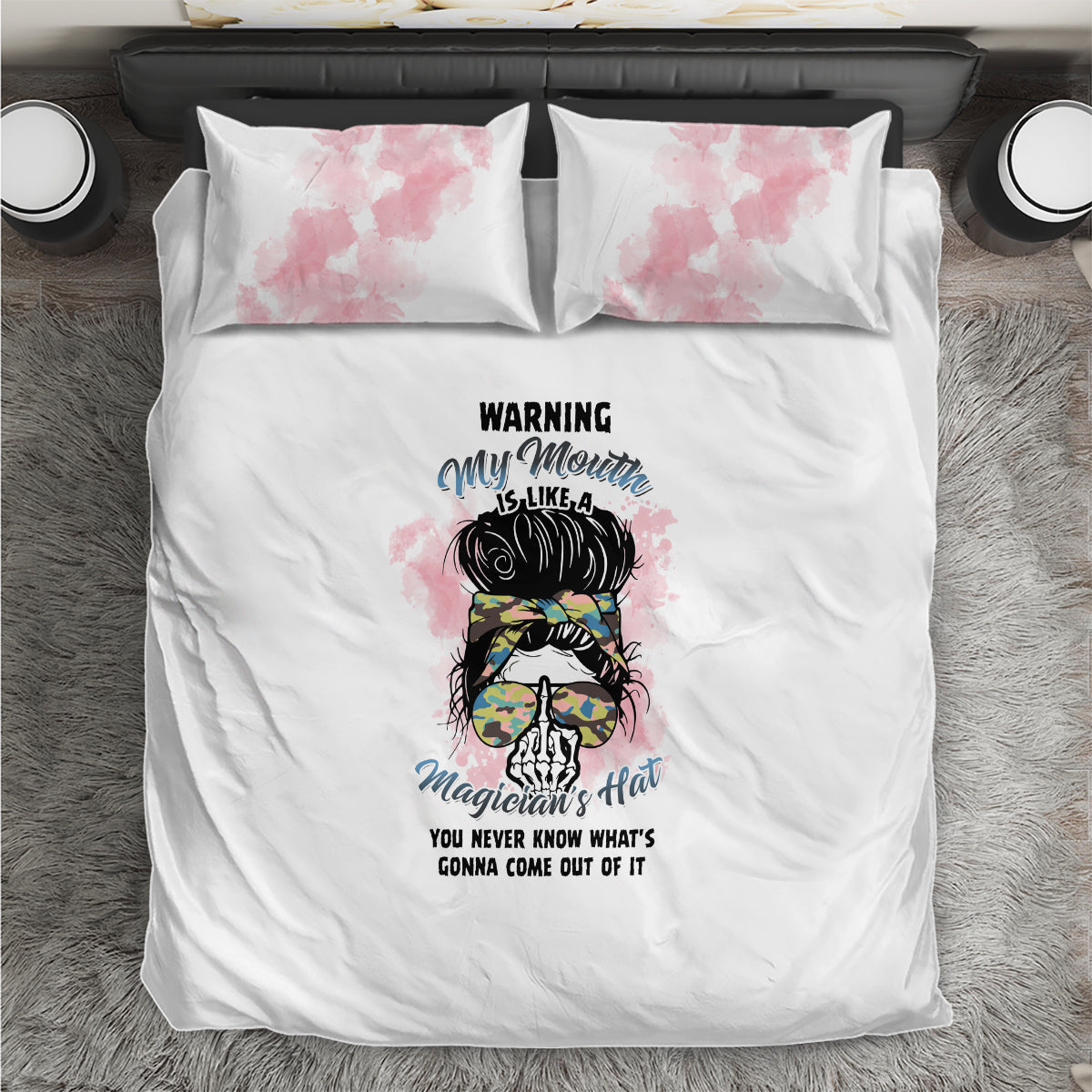 Warning My Mouth Messy Bun Bedding Set - Wonder Print Shop