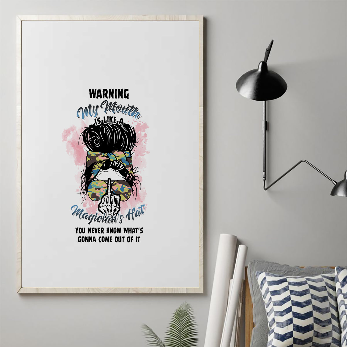 Warning My Mouth Messy Bun Canvas Wall Art - Wonder Print Shop