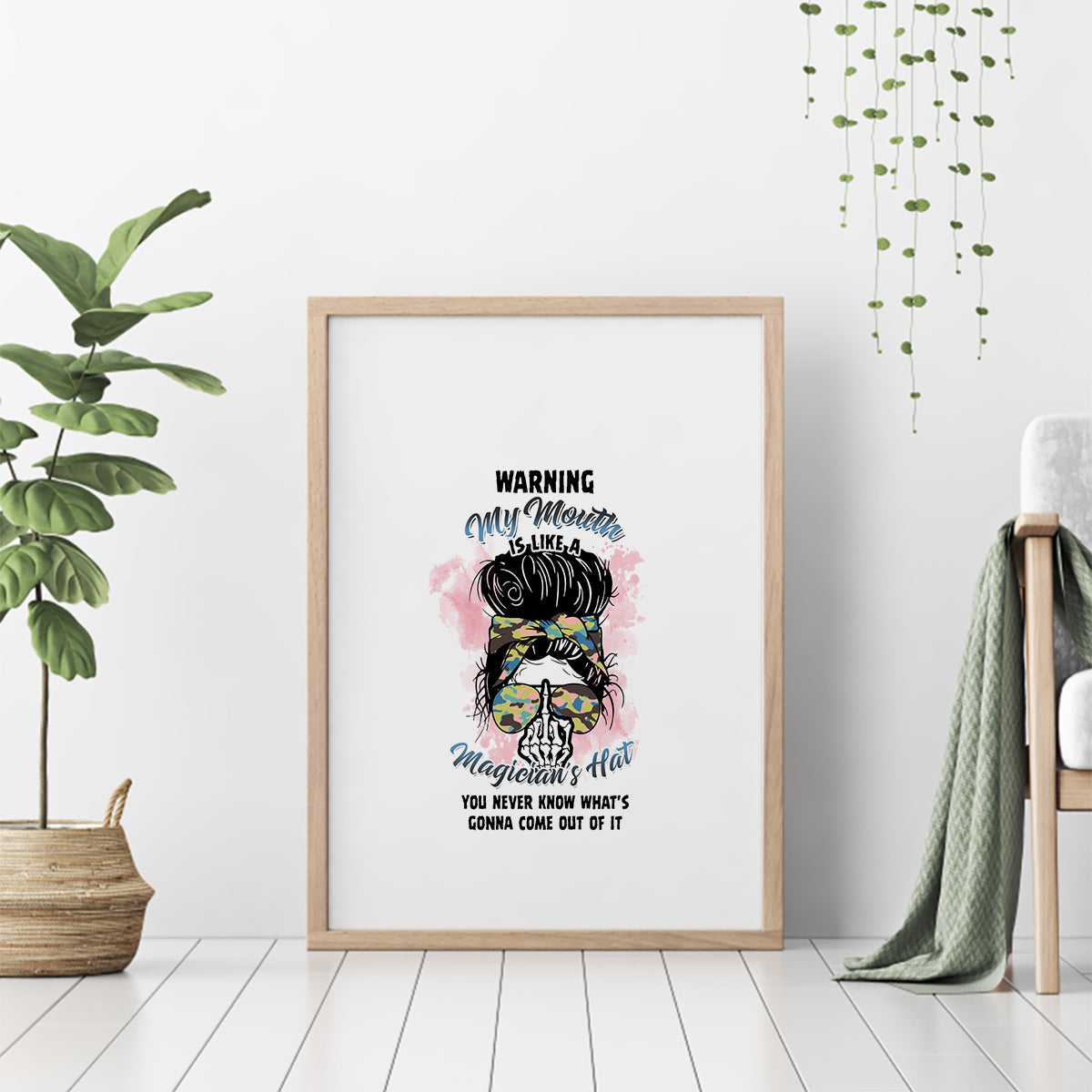 Warning My Mouth Messy Bun Canvas Wall Art - Wonder Print Shop