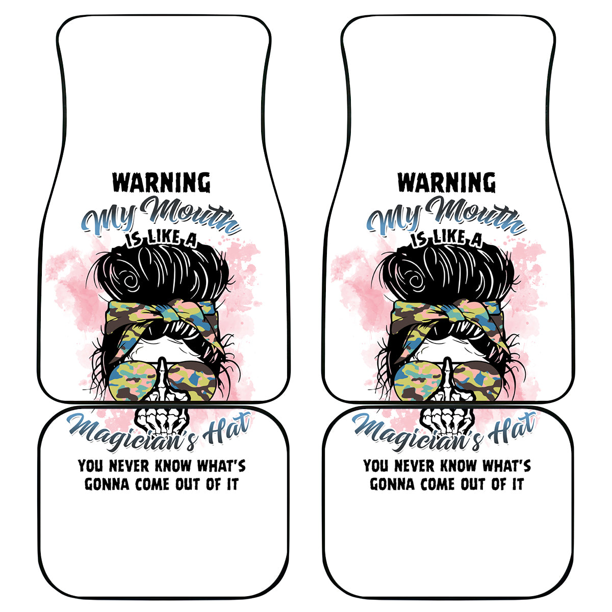 Warning My Mouth Messy Bun Car Mats - Wonder Print Shop