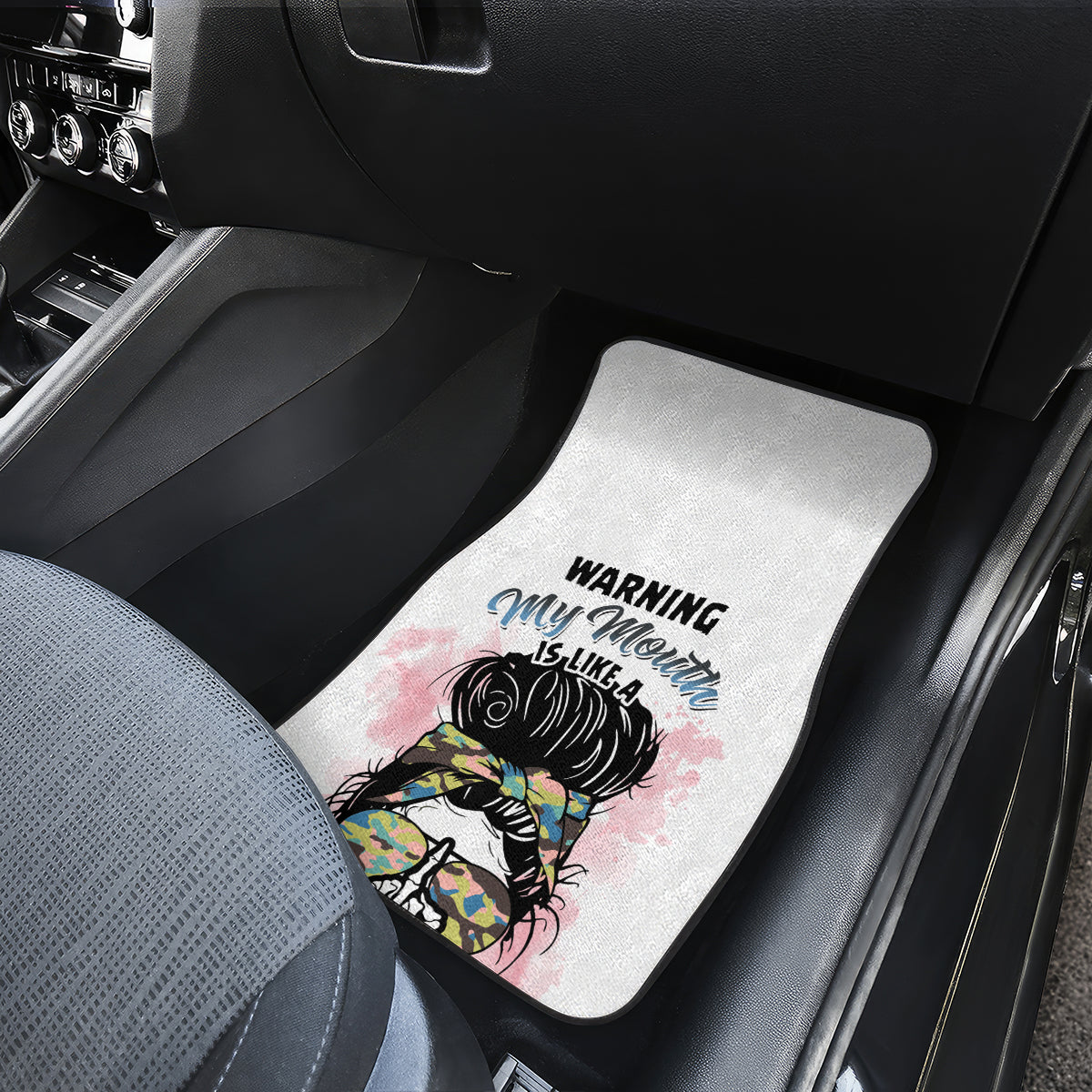 Warning My Mouth Messy Bun Car Mats - Wonder Print Shop