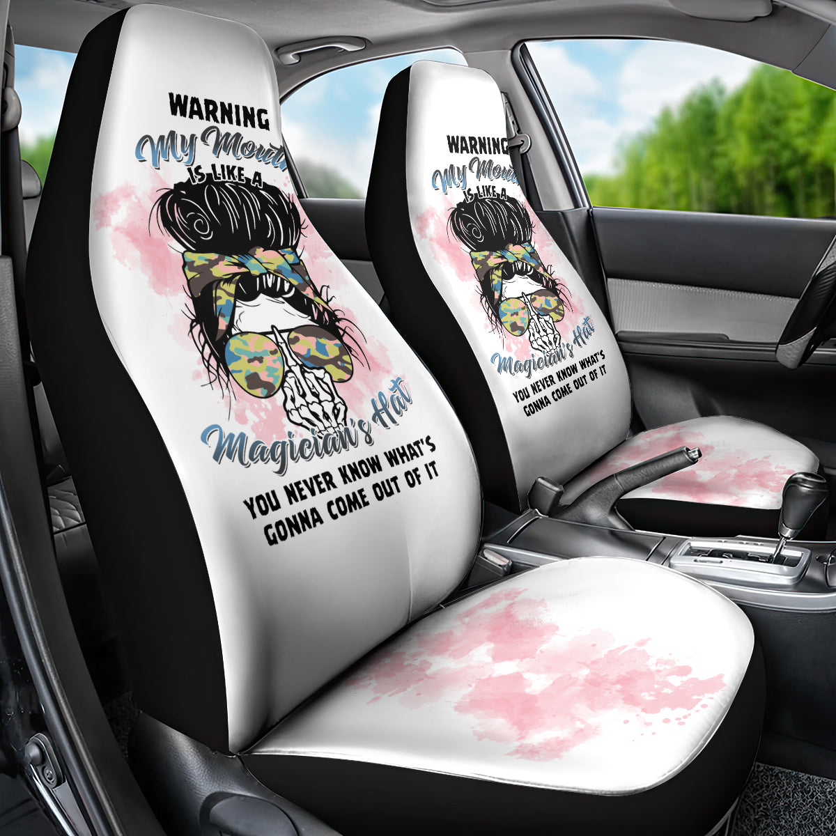 Warning My Mouth Messy Bun Car Seat Cover - Wonder Print Shop