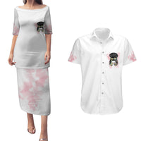 Warning My Mouth Messy Bun Couples Matching Puletasi Dress and Hawaiian Shirt - Wonder Print Shop