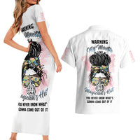 Warning My Mouth Messy Bun Couples Matching Short Sleeve Bodycon Dress and Hawaiian Shirt - Wonder Print Shop