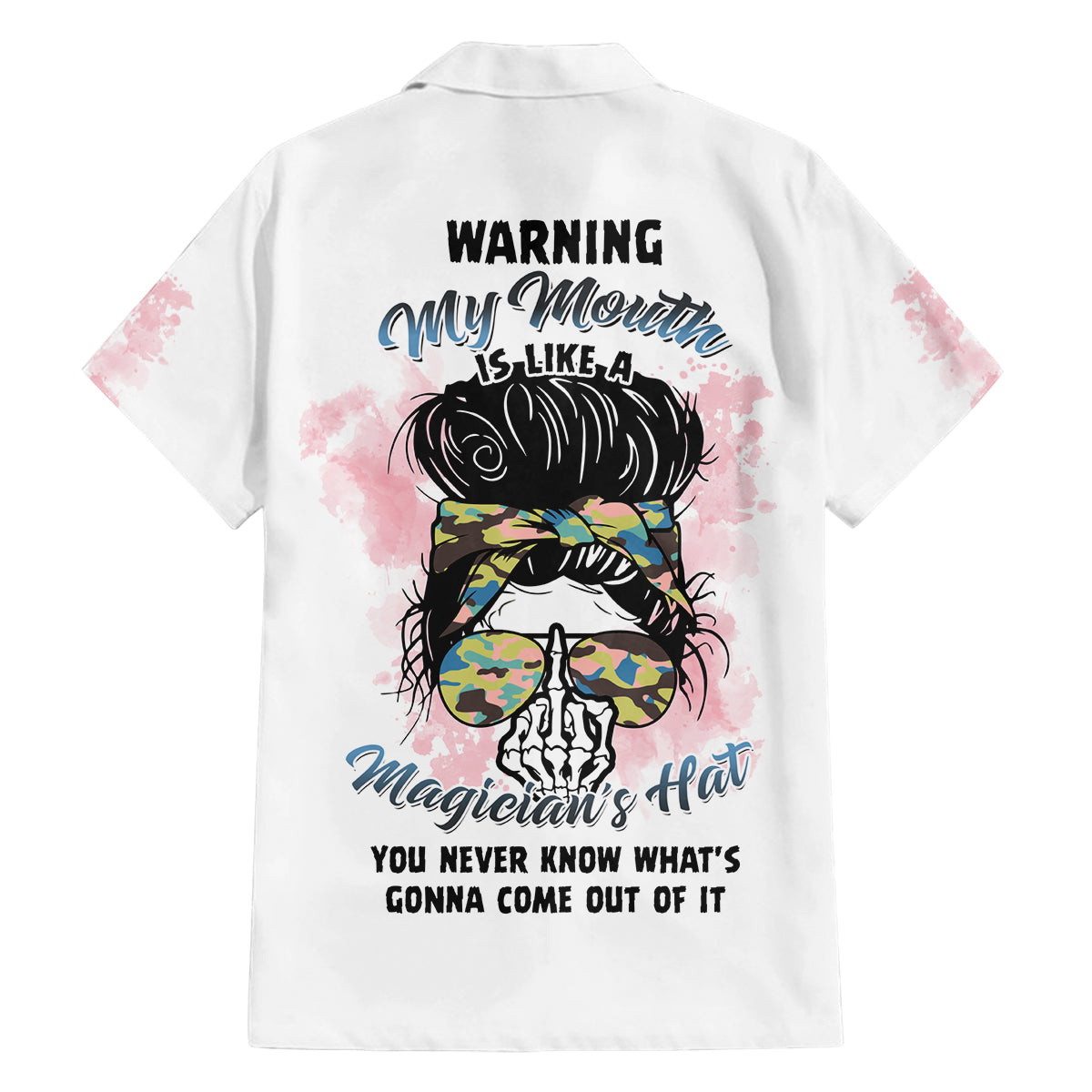 Warning My Mouth Messy Bun Family Matching Off Shoulder Long Sleeve Dress and Hawaiian Shirt - Wonder Print Shop