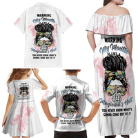Warning My Mouth Messy Bun Family Matching Off Shoulder Maxi Dress and Hawaiian Shirt - Wonder Print Shop