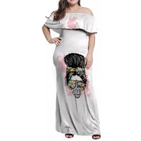 Warning My Mouth Messy Bun Family Matching Off Shoulder Maxi Dress and Hawaiian Shirt - Wonder Print Shop