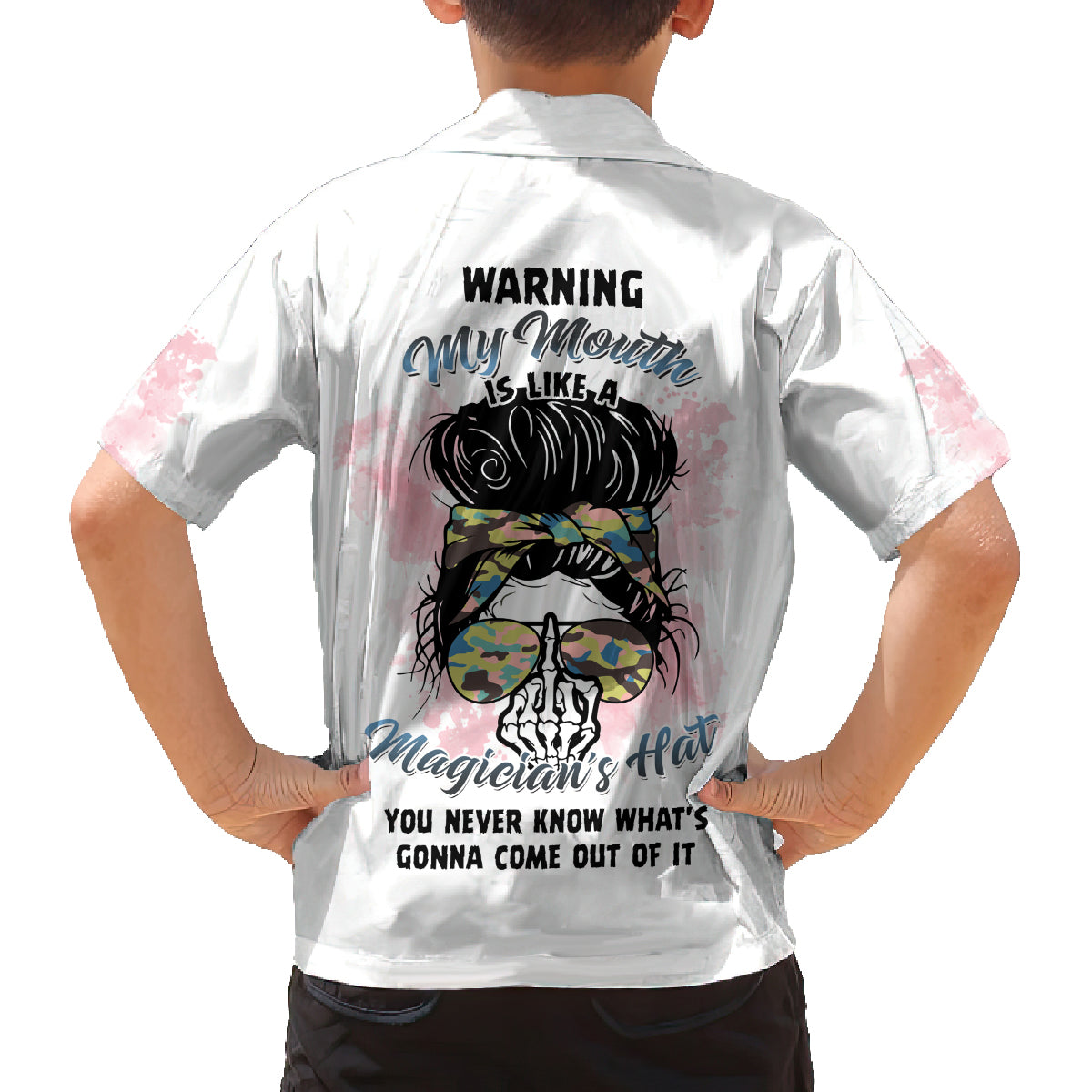 Warning My Mouth Messy Bun Family Matching Puletasi Dress and Hawaiian Shirt - Wonder Print Shop