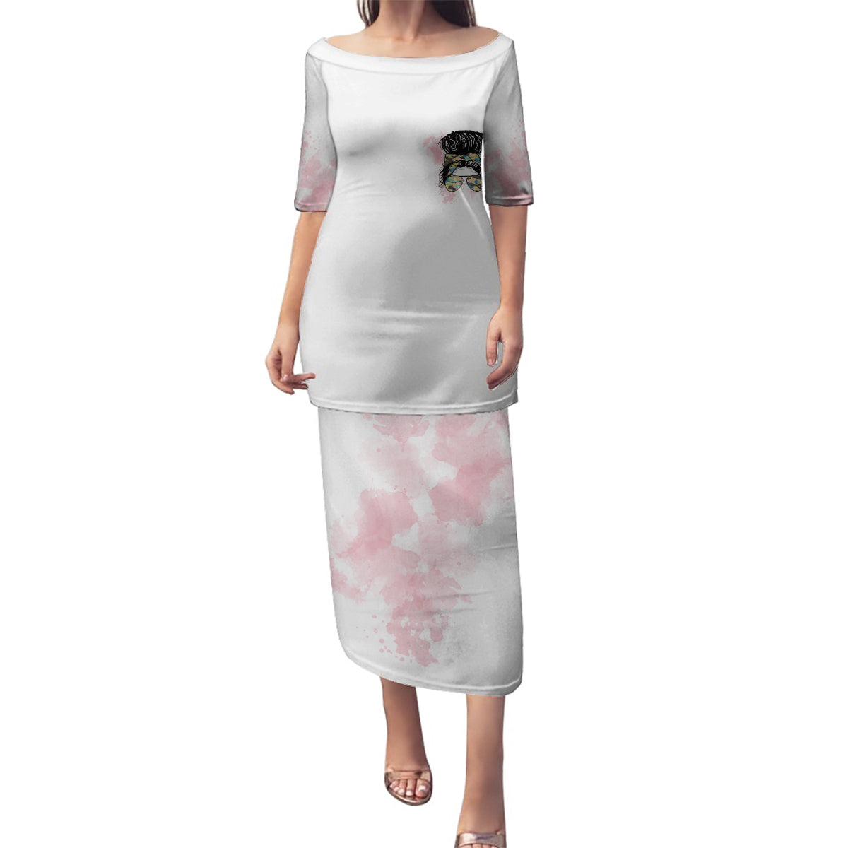 Warning My Mouth Messy Bun Family Matching Puletasi Dress and Hawaiian Shirt - Wonder Print Shop