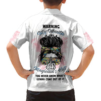 Warning My Mouth Messy Bun Family Matching Short Sleeve Bodycon Dress and Hawaiian Shirt - Wonder Print Shop