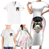 Warning My Mouth Messy Bun Family Matching Short Sleeve Bodycon Dress and Hawaiian Shirt - Wonder Print Shop
