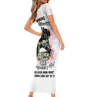 Warning My Mouth Messy Bun Family Matching Short Sleeve Bodycon Dress and Hawaiian Shirt - Wonder Print Shop