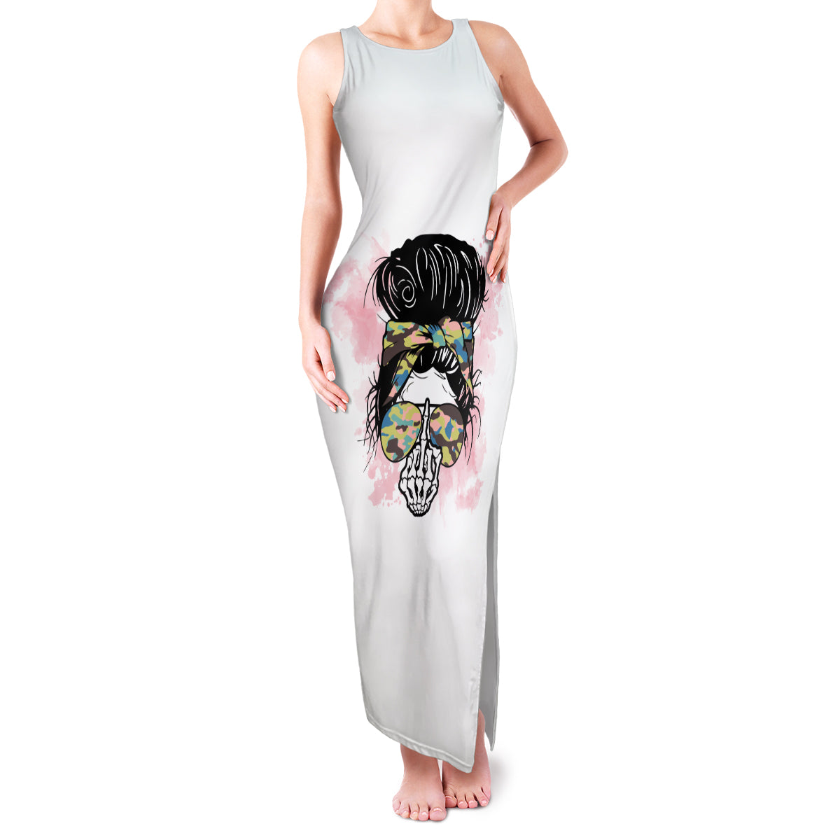 Warning My Mouth Messy Bun Family Matching Tank Maxi Dress and Hawaiian Shirt - Wonder Print Shop