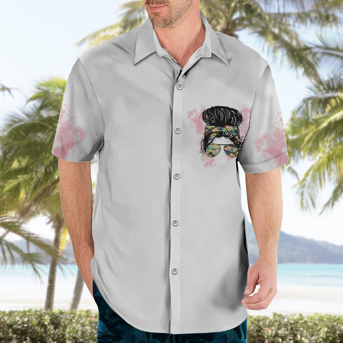 Warning My Mouth Messy Bun Hawaiian Shirt - Wonder Print Shop